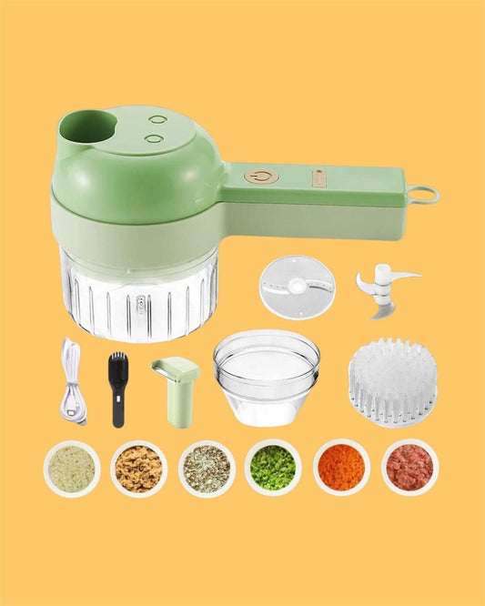 4-in-1 Electric Vegetable Chopper | USB Rechargeable Kitchen Cutter.